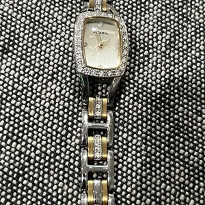 Fossil Women’s Two-Tone Gold & Silver Crystal Accent Ladies Bracelet Watch
